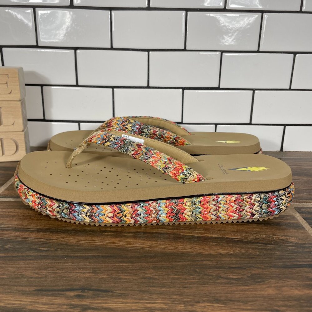 Volatile Palau Womens Size 9 Shoes Multicolor Woven Raffia Platform Thong Sandal